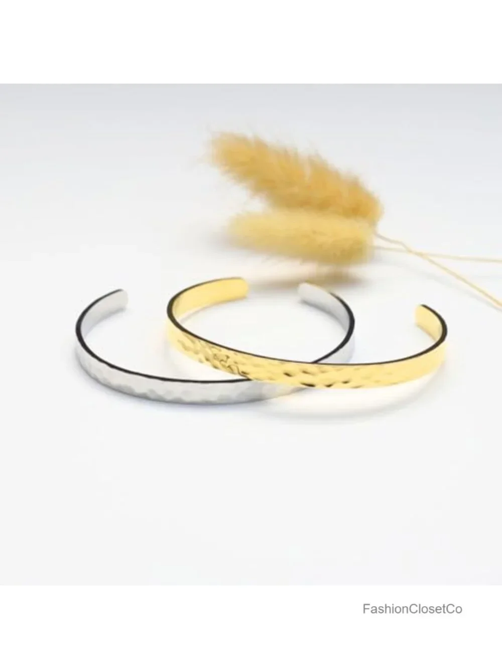 Dainty Hammered Cuff Bangle Bracelet for Women Adjustable Open